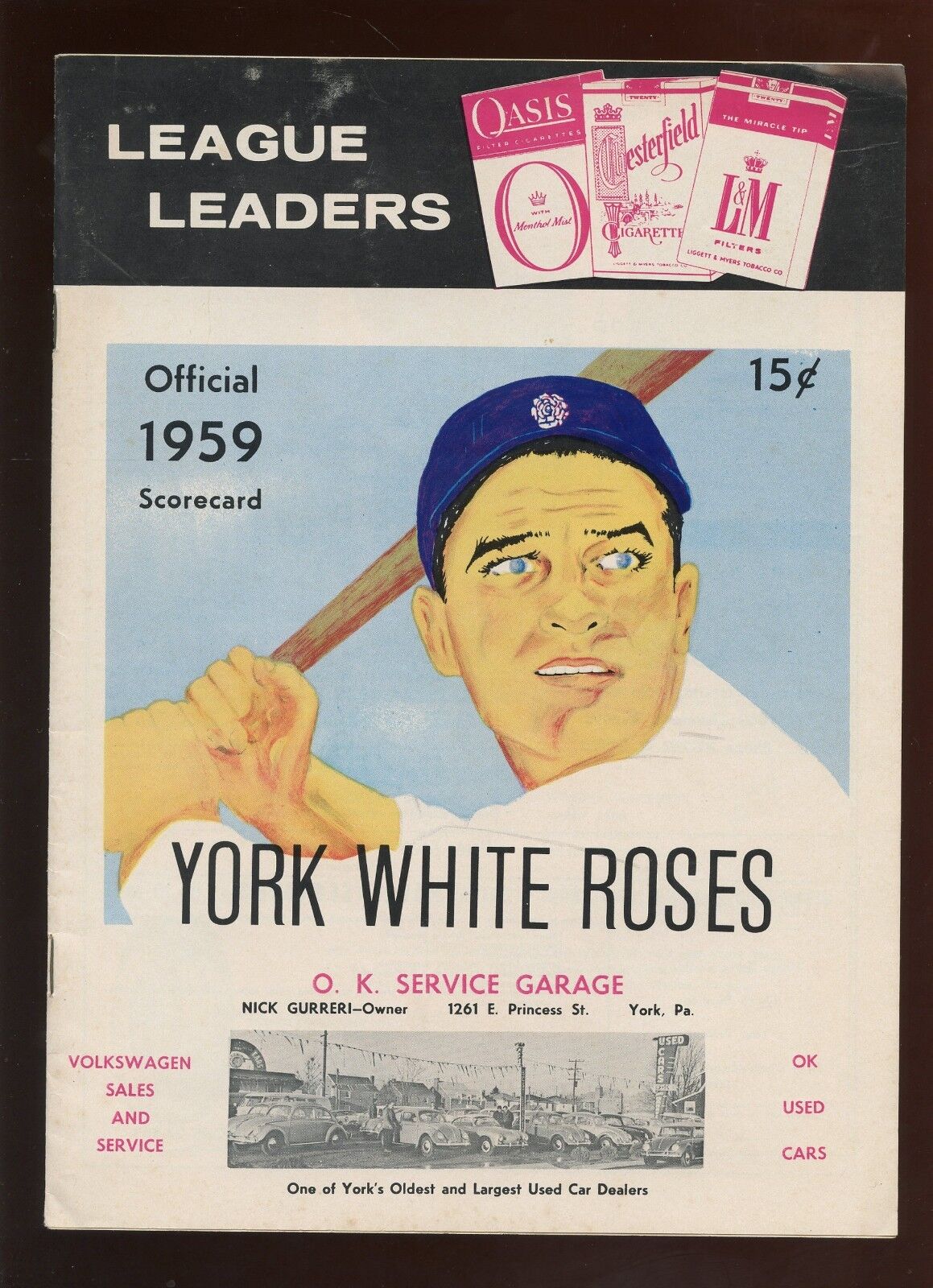 April 23 1959 Minor League Baseball Program Lancaster at York White Roses