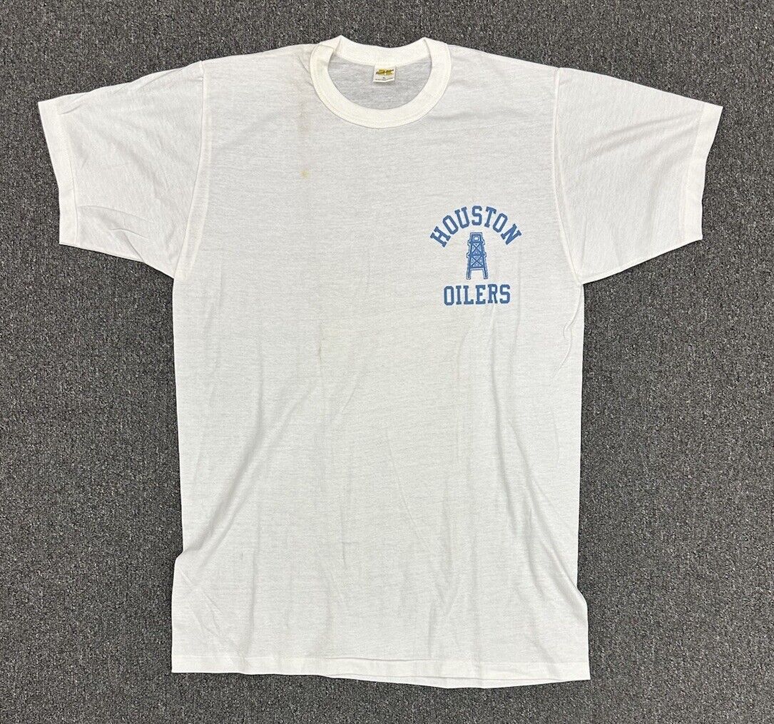 circa 1980’s Houston Oilers Practice Worn Cotton Logo T-Shirt - Russell size XL