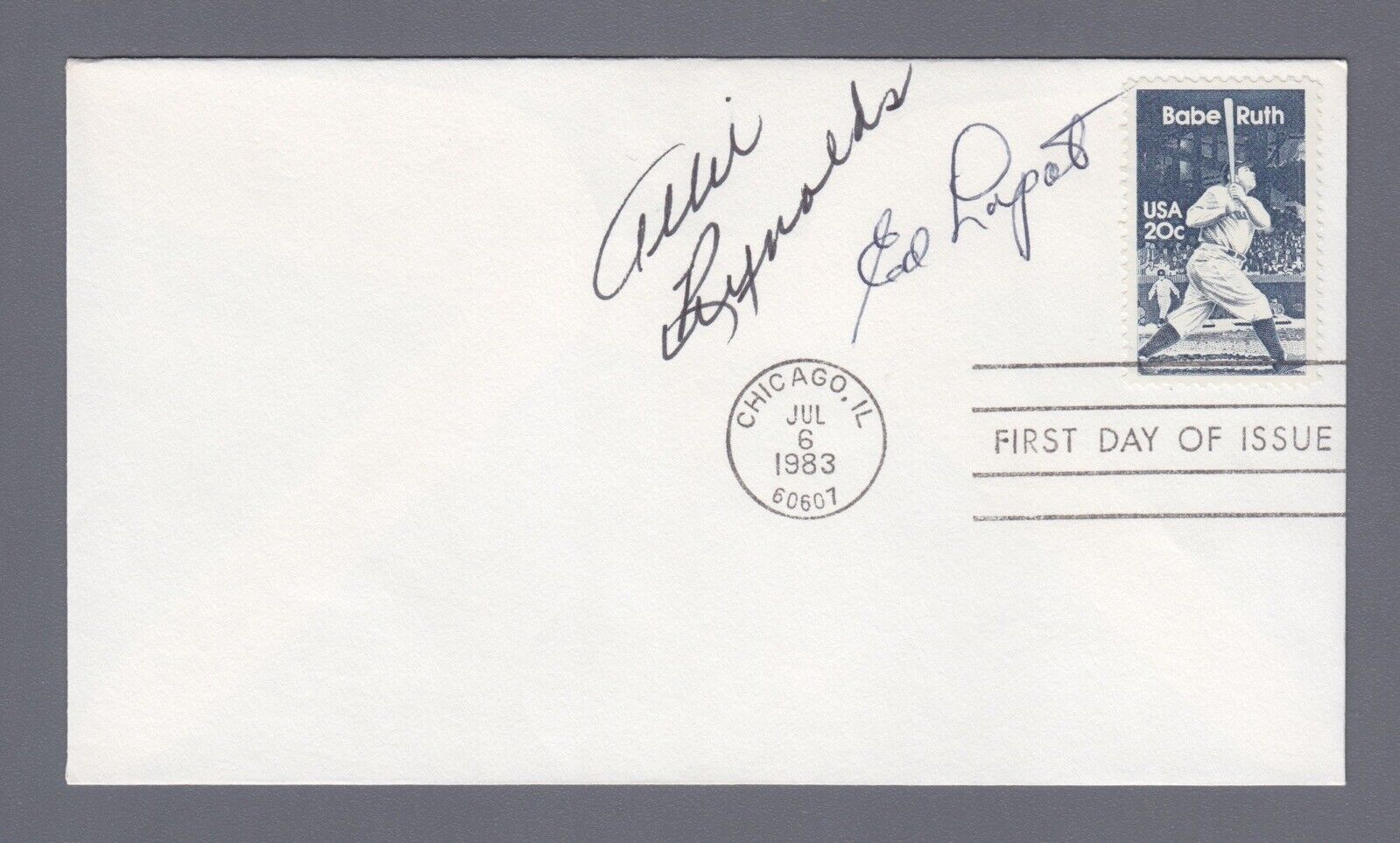 Signed First Day Cov 7/6/83 Cachet Allie Reynolds & Ed Lopat Auto w B&E Holo #2