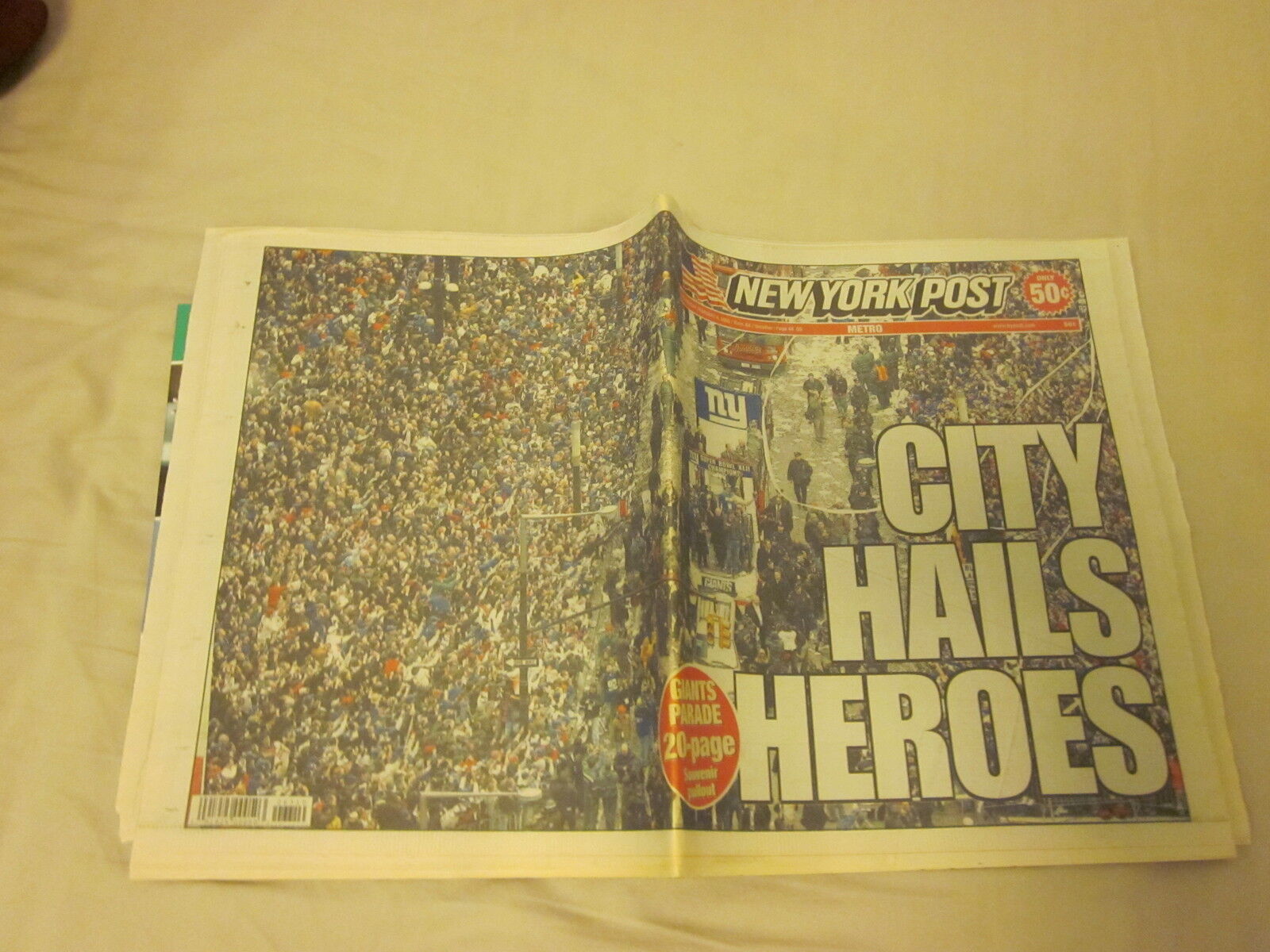 2008 Complete New York Post Newspaper City Hails New York Giants 