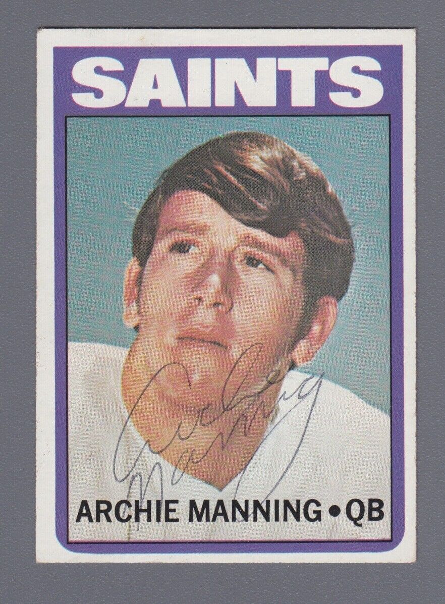 Archie Manning Signed 1972 Topps Rookie Card #55 Auto with B&E Hologram