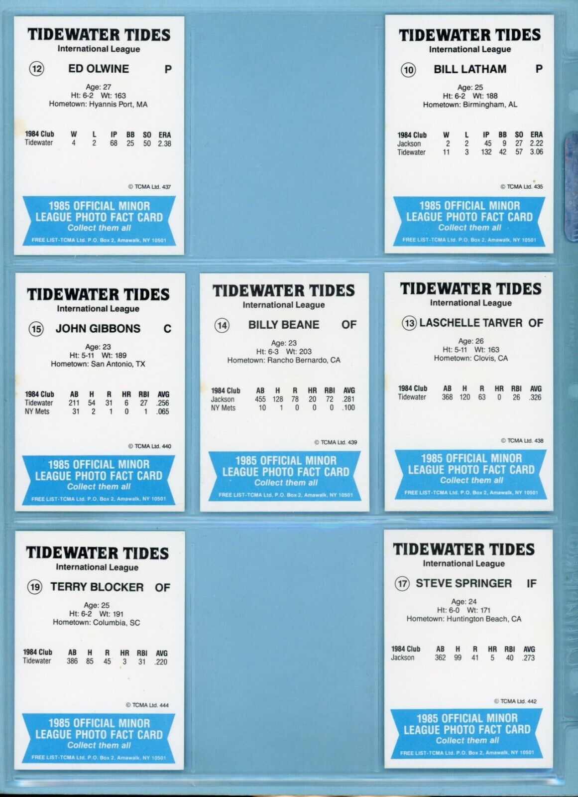 1985 TCMA Tidewater Tides Near Set (23 of 28) Baseball Cards NM