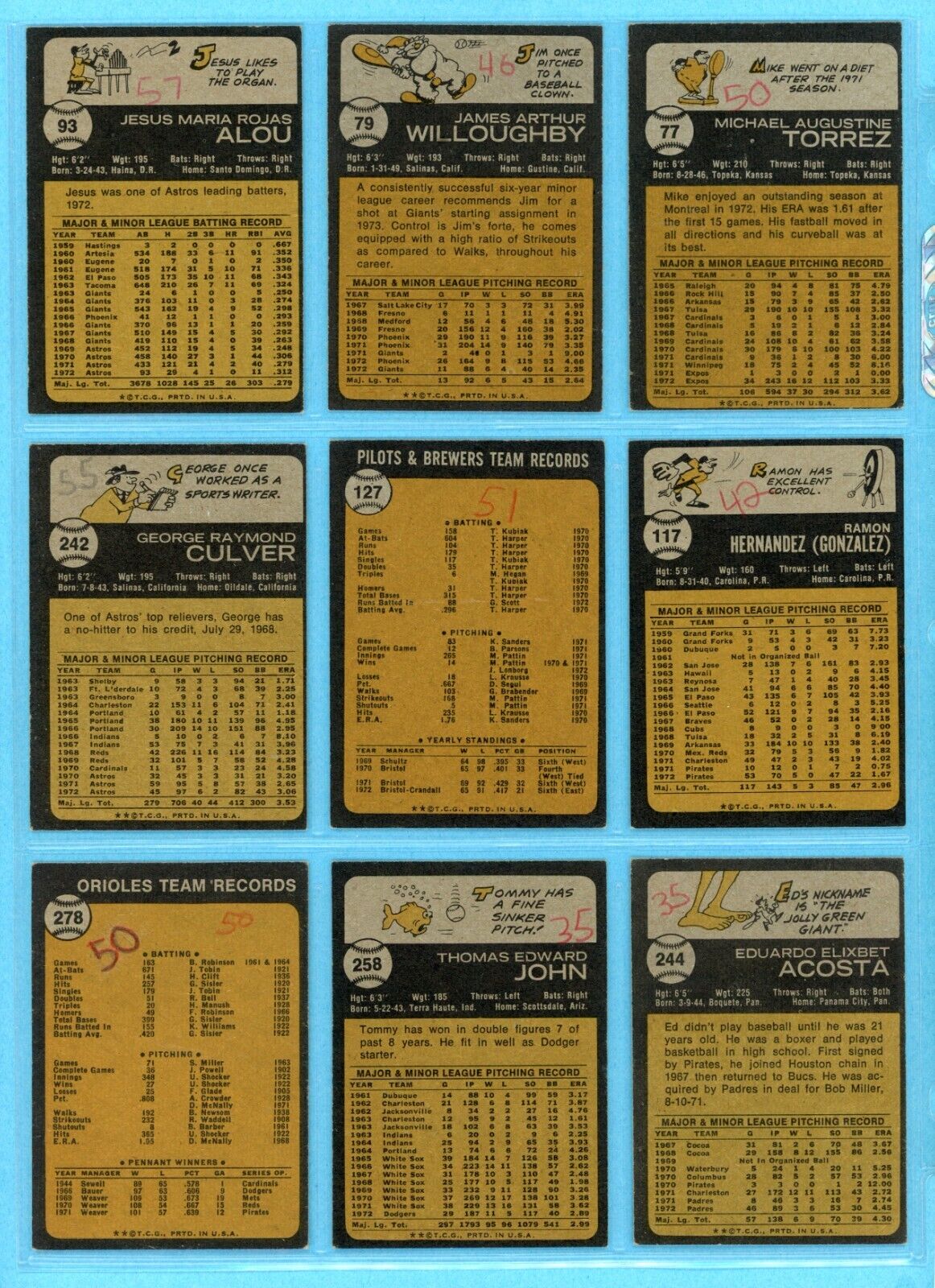 1973 Topps Lot of 41 Different Baseball Cards Ex/Mt - NM fts, mks on bks