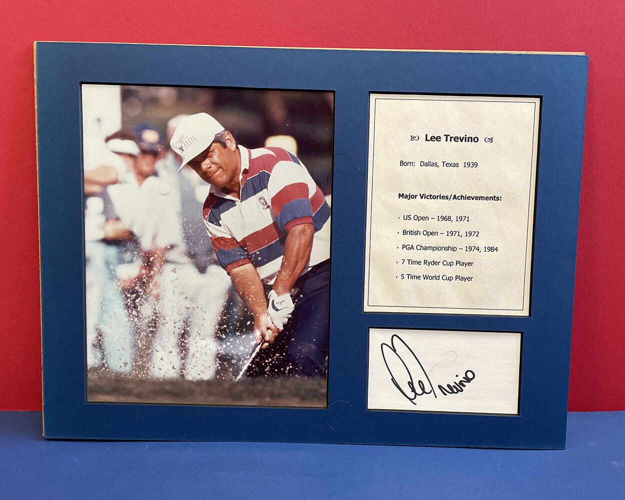 Lee Trevino 11x15 Matted Signed Index Card with B&E Hologram