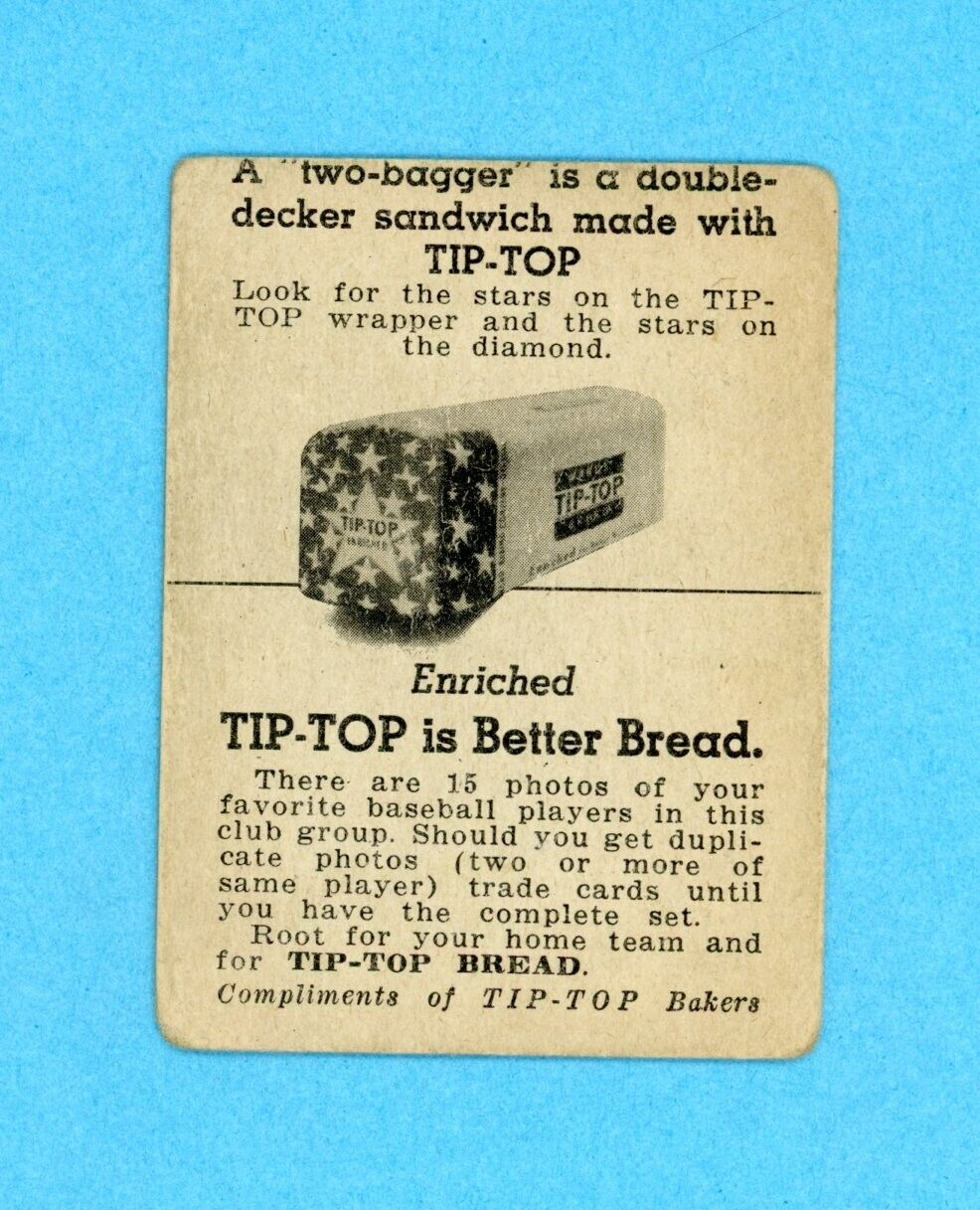 1947 Tip Top Bread Fred Sanford St. Louis Browns Baseball Card Low Grade