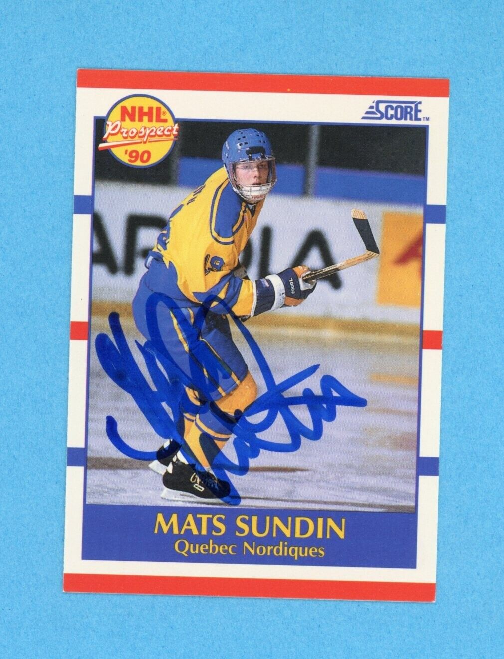 Mats Sundin Quebec Nordiques 1990-91 Score #398 Autographed Rookie Hockey Card