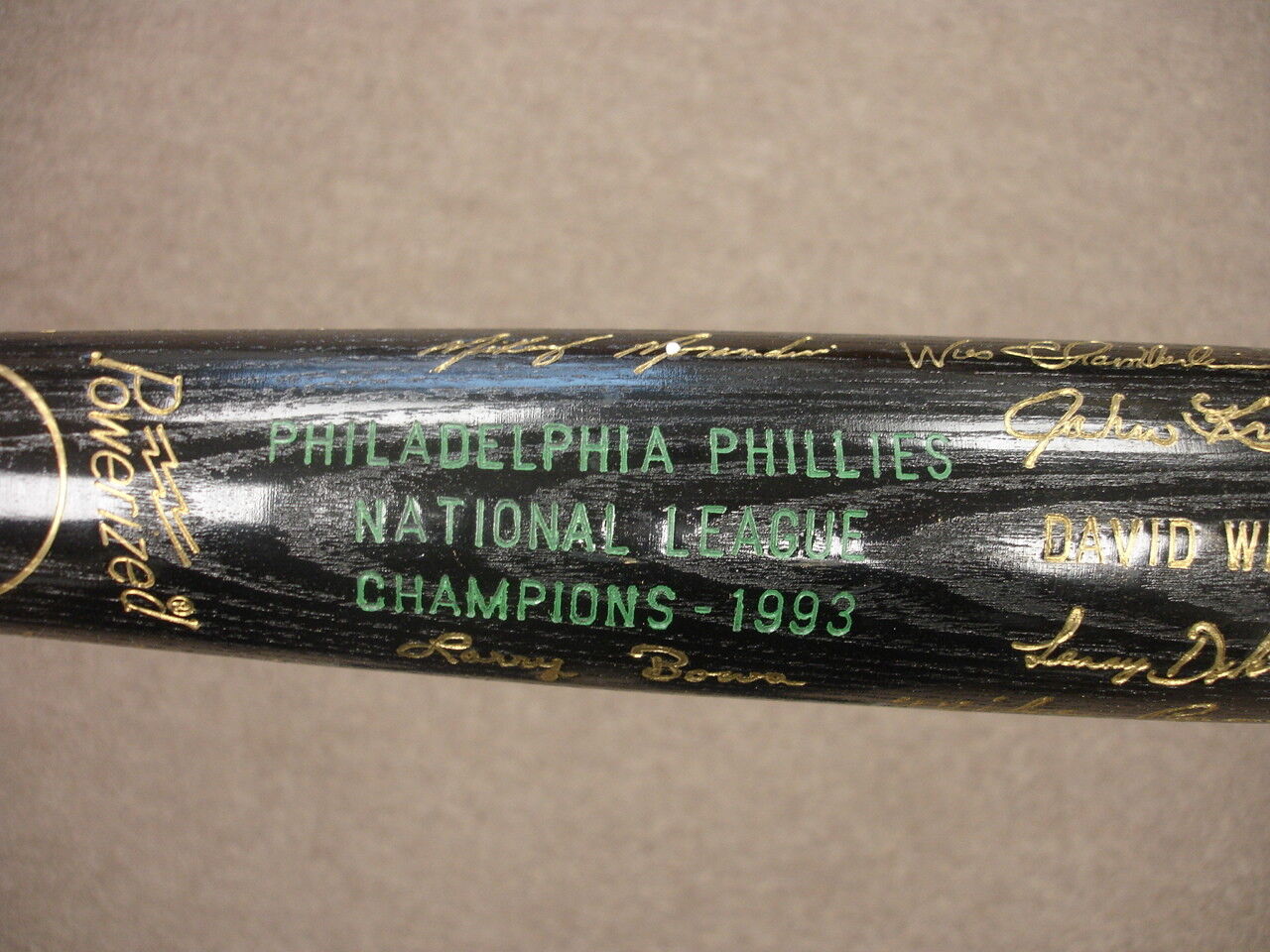 1993 Philadelphia Phillies NL Champions Louisville Slugger Black Baseball Bat 