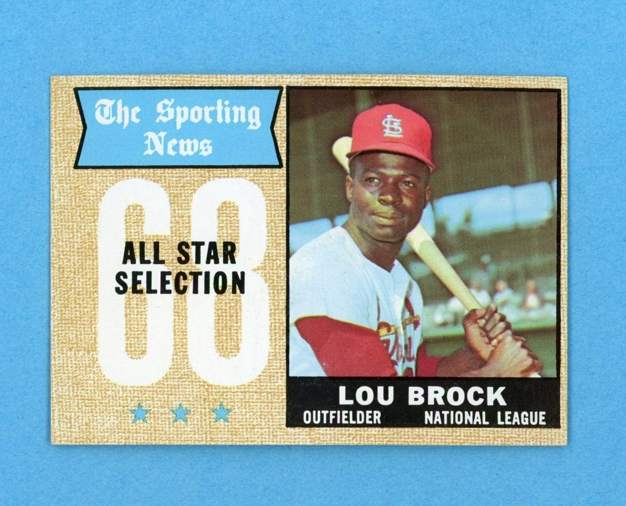 1968 Topps #372 Lou Brock All-Star St Louis Cardinals Baseball Card Ex/Mt - NM