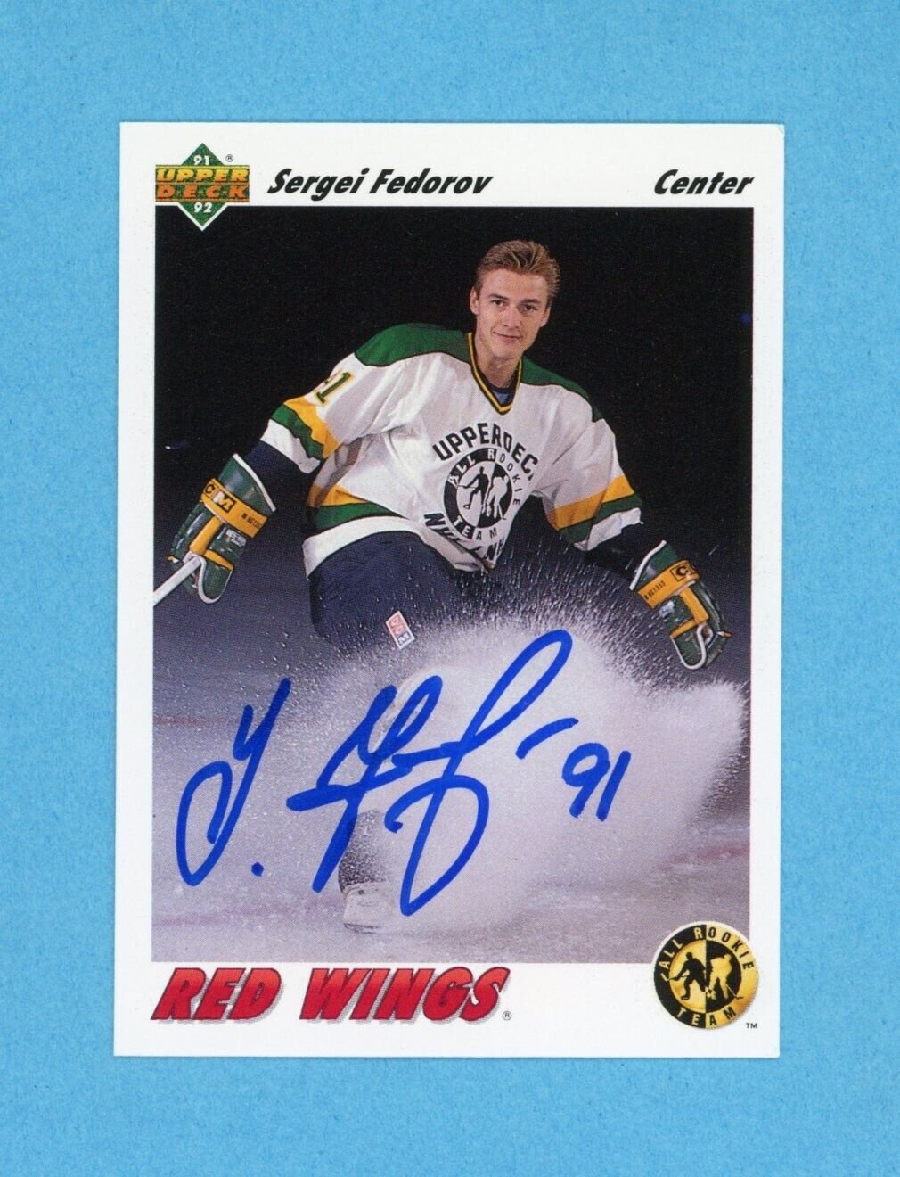 Sergei Fedorov Detroit Red Wings 1991-92 Upper Deck #40 Autographed Hockey Card