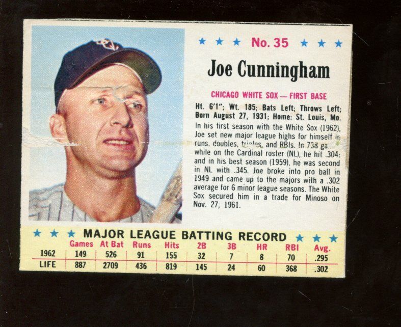 1963 Jello Baseball Card #35 Sam Cunningham TOUGH SINGLE PRINT