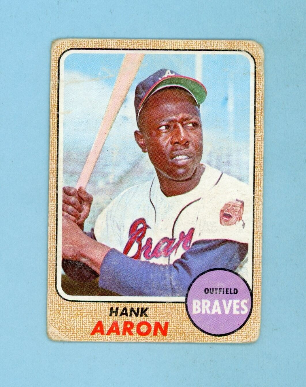 1968 Topps #110 Hank Aaron Atlanta Braves Baseball Card Low Grade