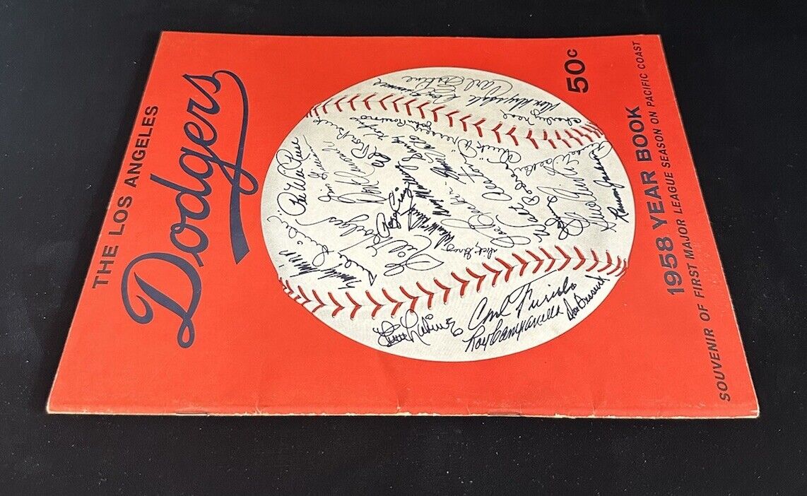 1958 Los Angeles Dodgers 1st Year Official Baseball Yearbook EX-MT