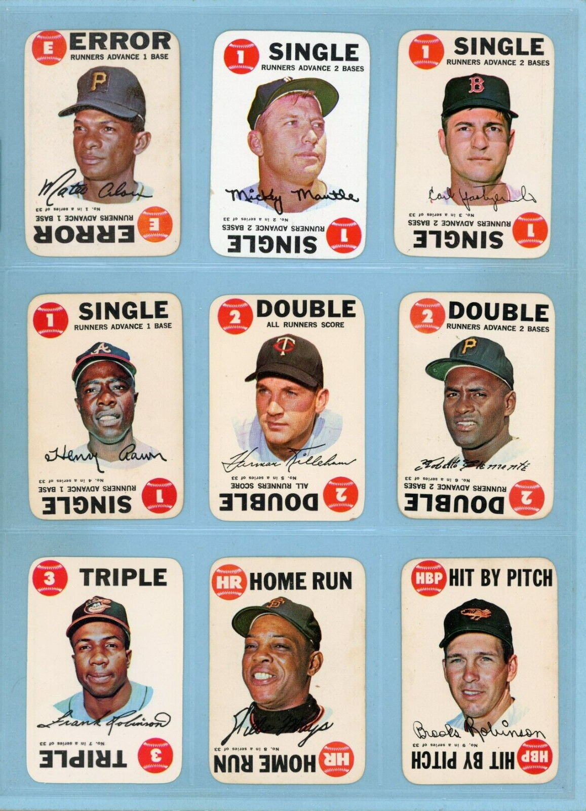 1968 Topps Game Complete Set of 33 Baseball Cards EX (some better)