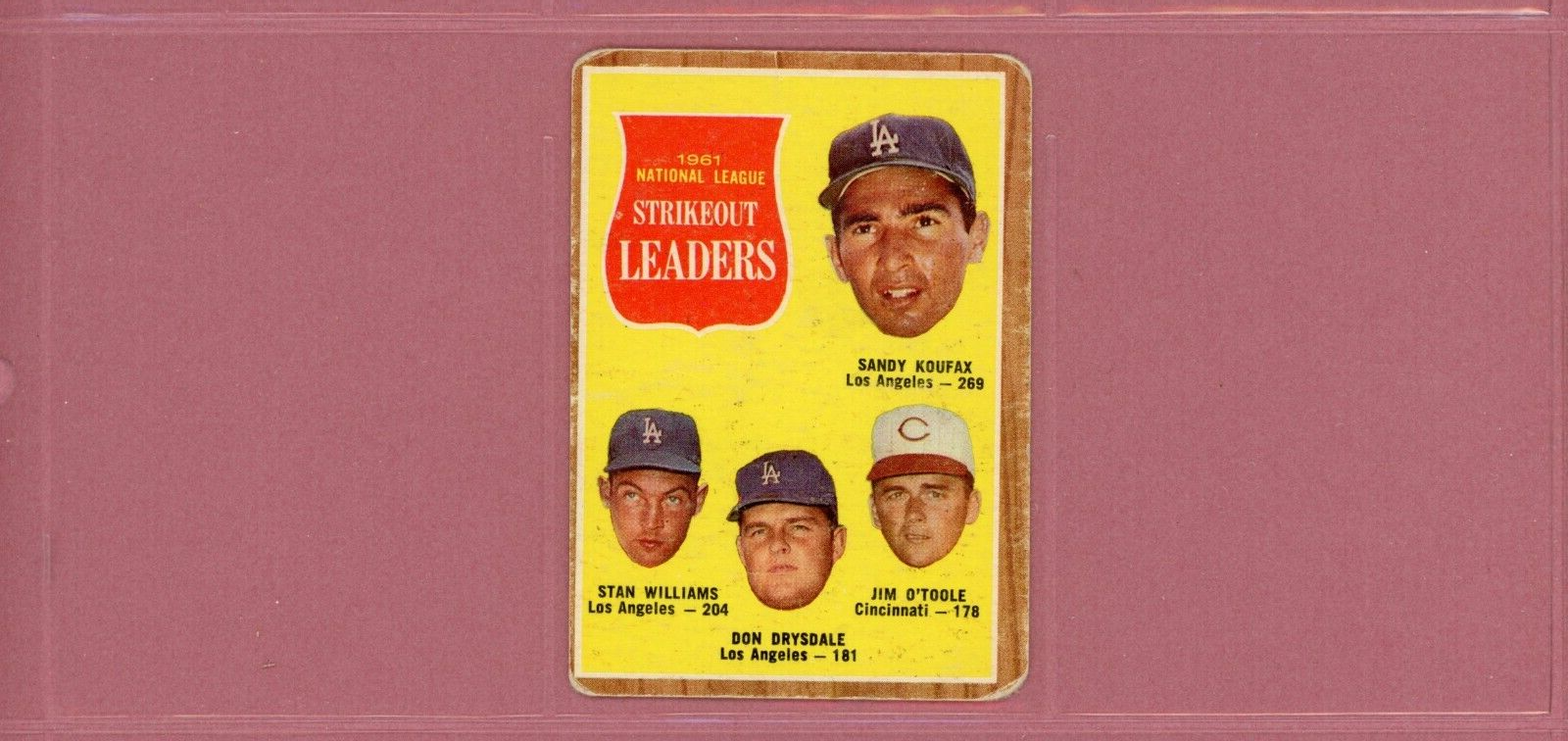 1962 Topps Set of 10 1961 League Leader Baseball Cards Low Grade