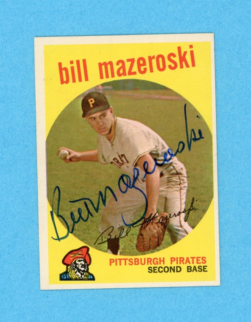 Bill Mazeroski Signed 1959 Topps Card #415 Auto with B&E Hologram