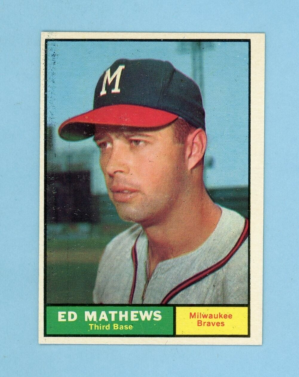 1961 Topps #120 Ed Mathews Milwaukee Braves Baseball Card NM o/c prt lns ls