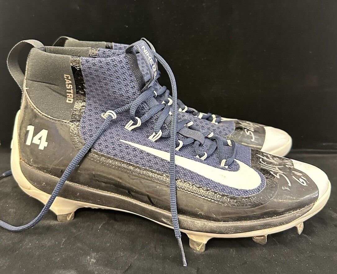 2016 Starlin Castro New York Yankees DUAL SIGNED GAME USED Nike Baseball Cleats