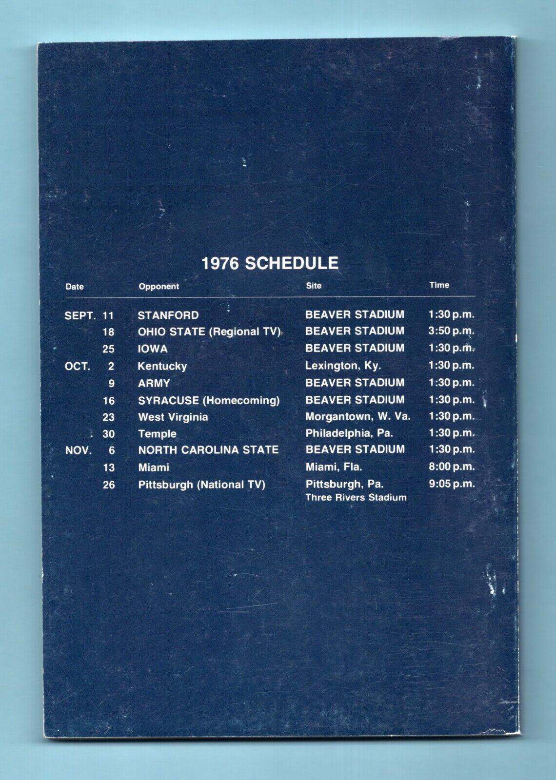 1976 Penn State Football Media Guide Joe Paterno on Cover