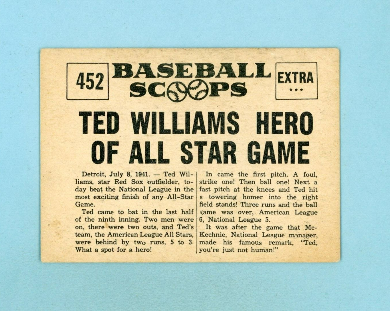 1961 Nu-Card Baseball Scoops #452 Ted Williams Boston Red Sox Baseball Card E ap