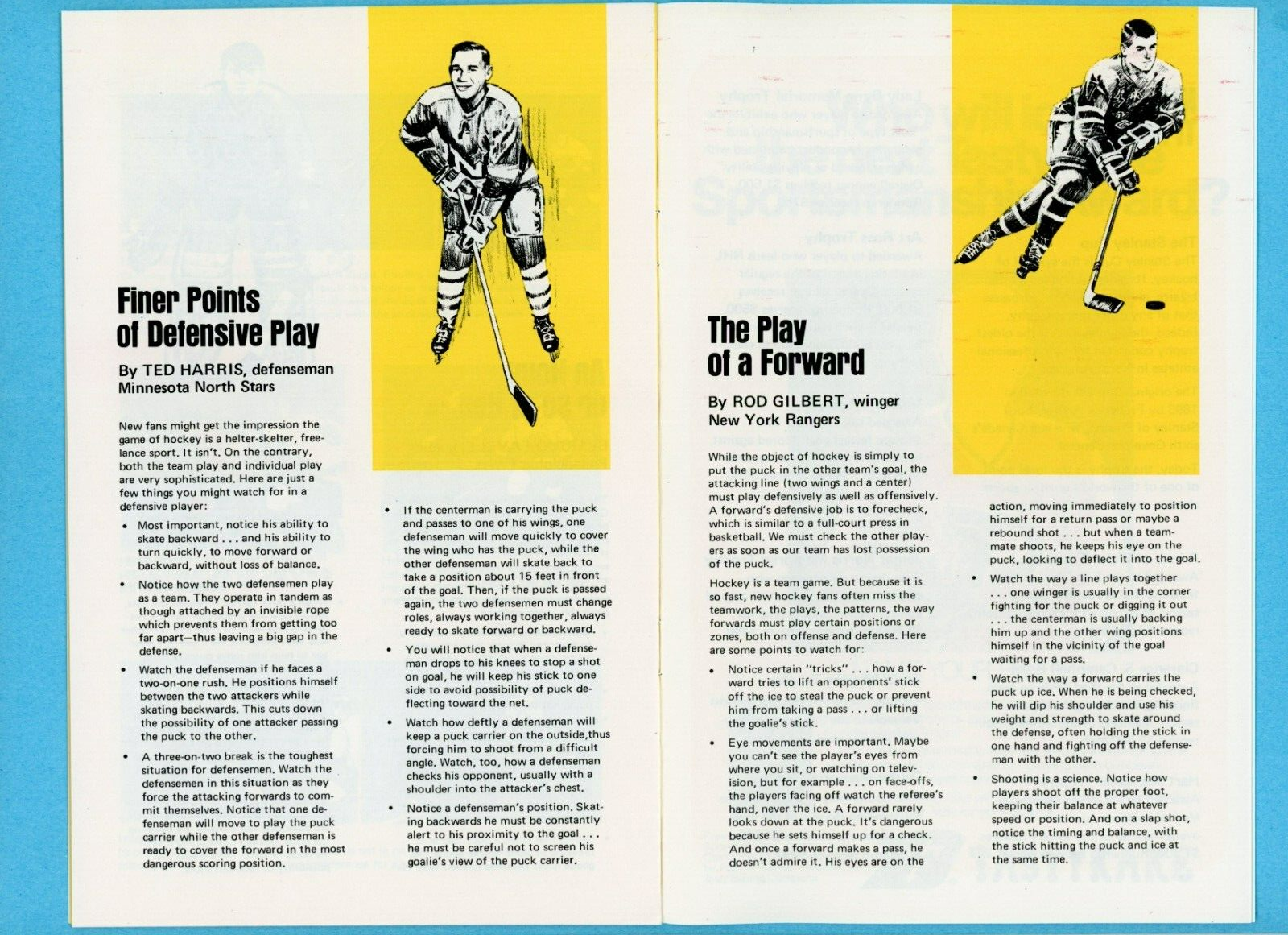 1971 NHL Hockey: Turn On to the World's fastest sport Booklet Irvine - Favell