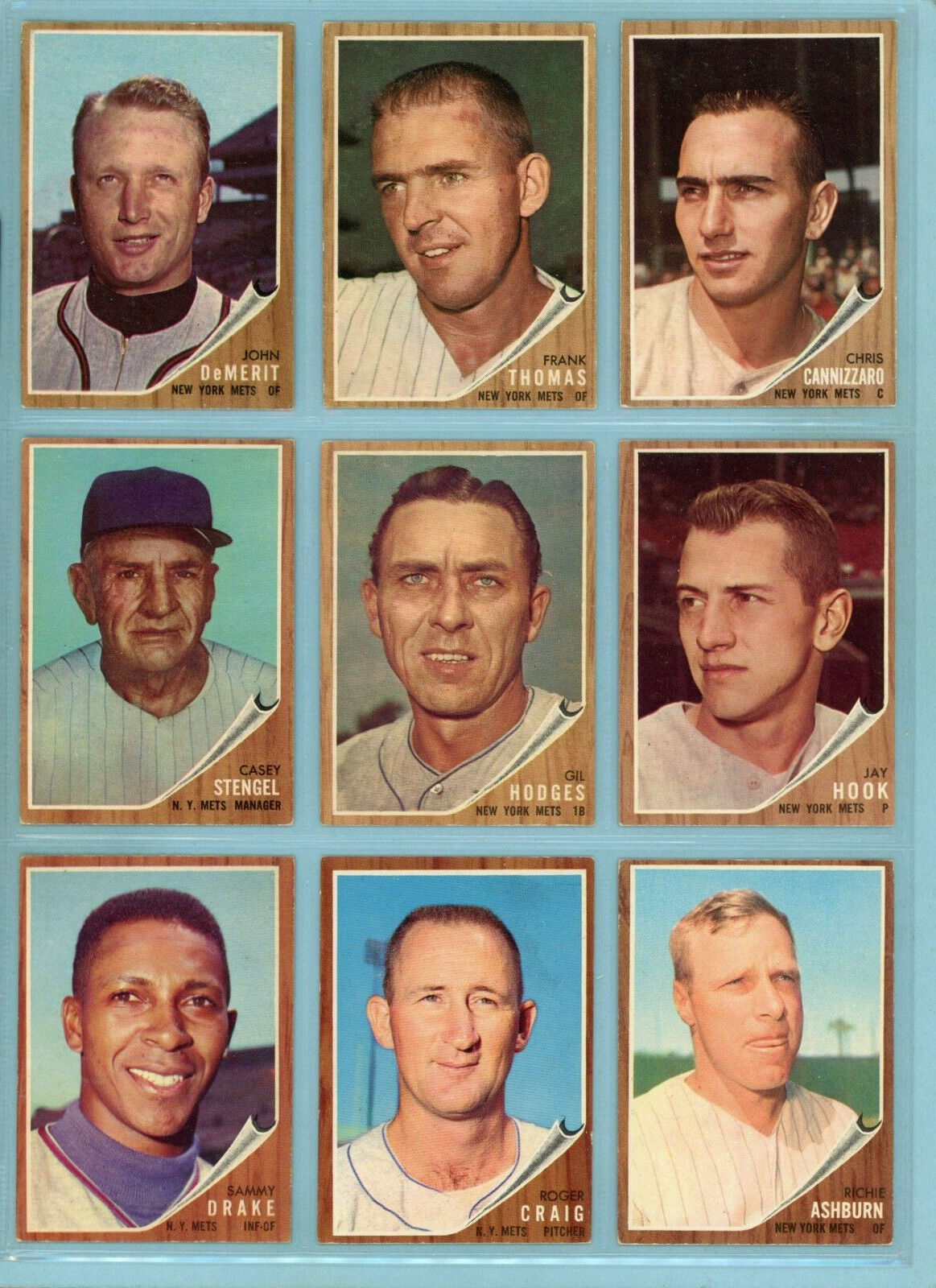 1962 Topps Lot of 20 Different New York Mets Baseball Cards Ex - Ex/Mt