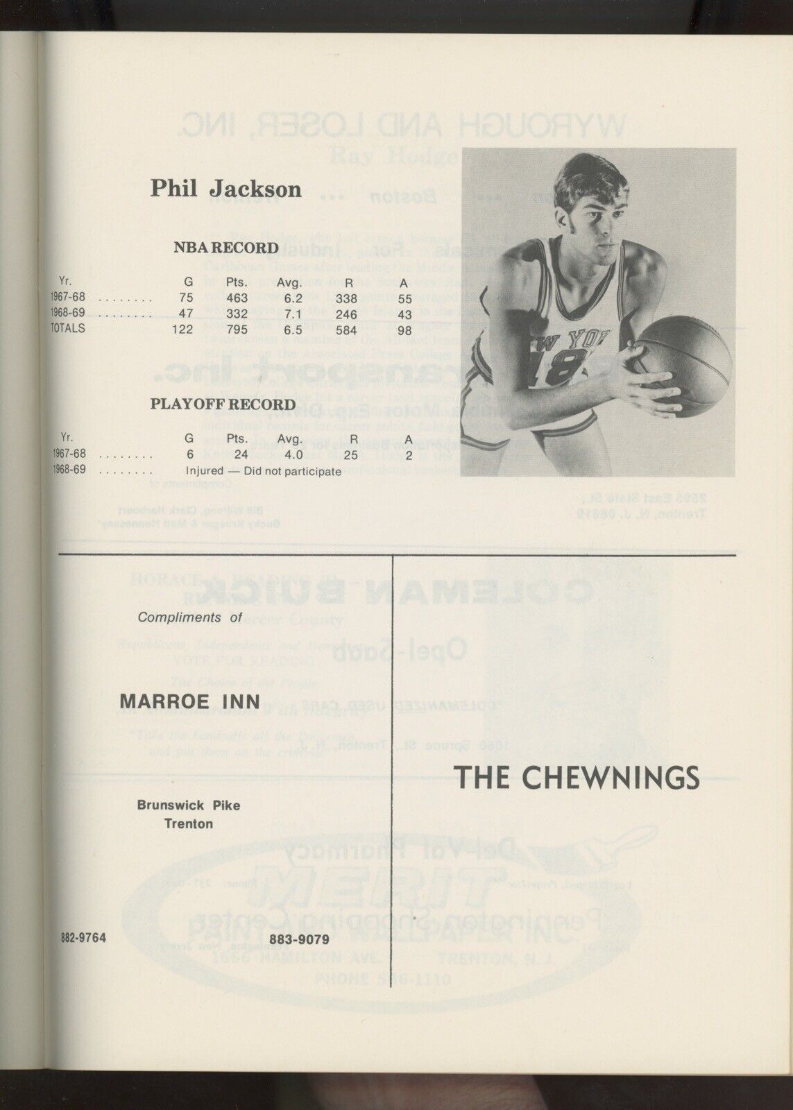 10/2/70 Phila. 76ers vs NY Knicks Kiwanis Club Preseason Game Program