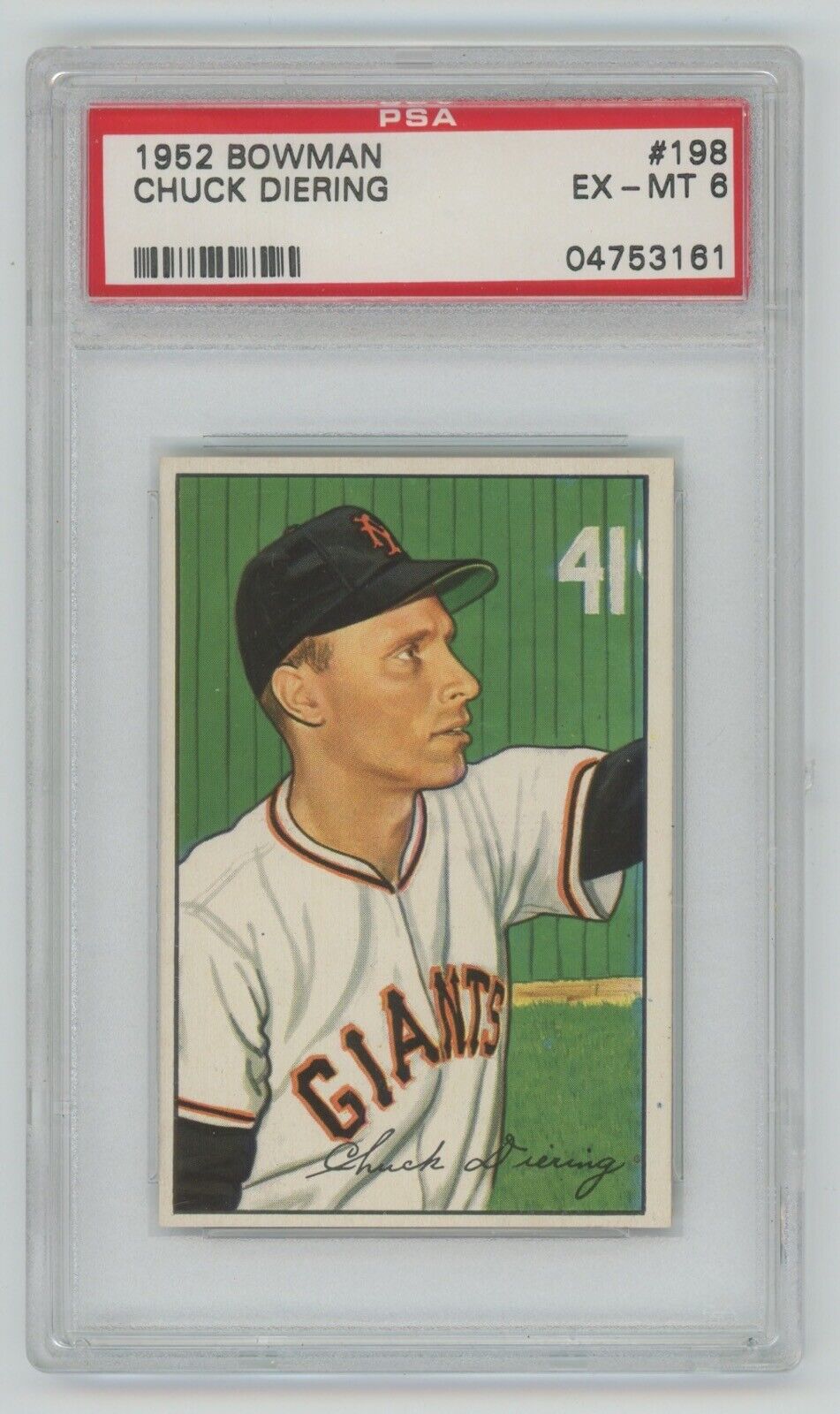 Chuck Diering 1952 Bowman Card #198 PSA 6 EX-MT