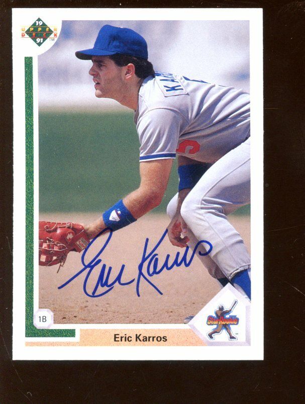 1991 Upper Deck Baseball Card #24 Eric Karros Rookie Autographed NRMT 