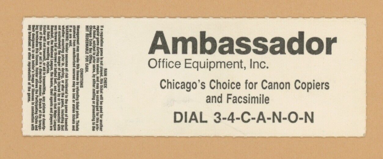 10/19/89 NY Mets at Chicago Cubs • Doc Gooden's 1st Save (of 3) • Ticket Stub