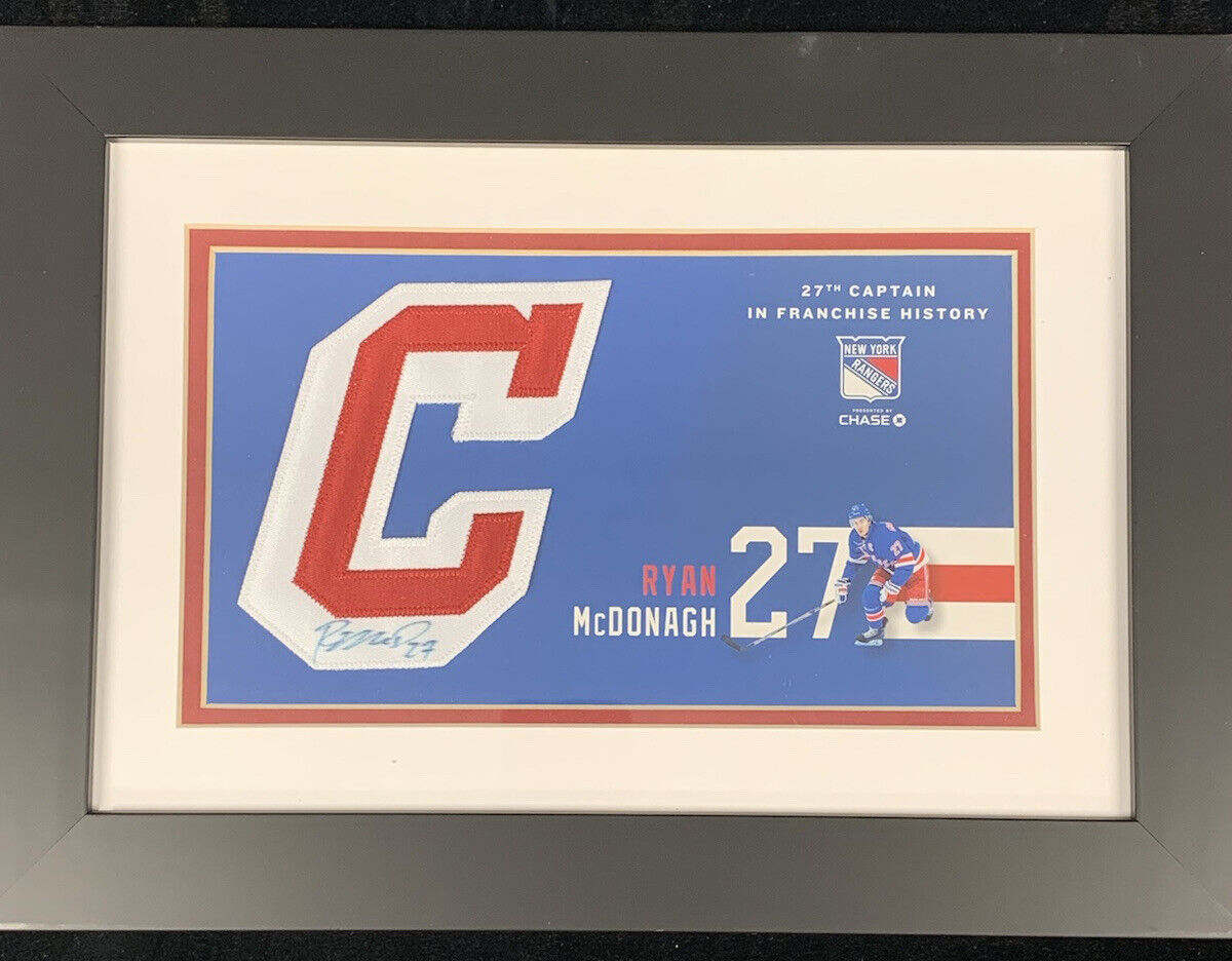 Ryan McDonagh NY Rangers SIGNED Captain Patch Framed Display w/ Rangers COA