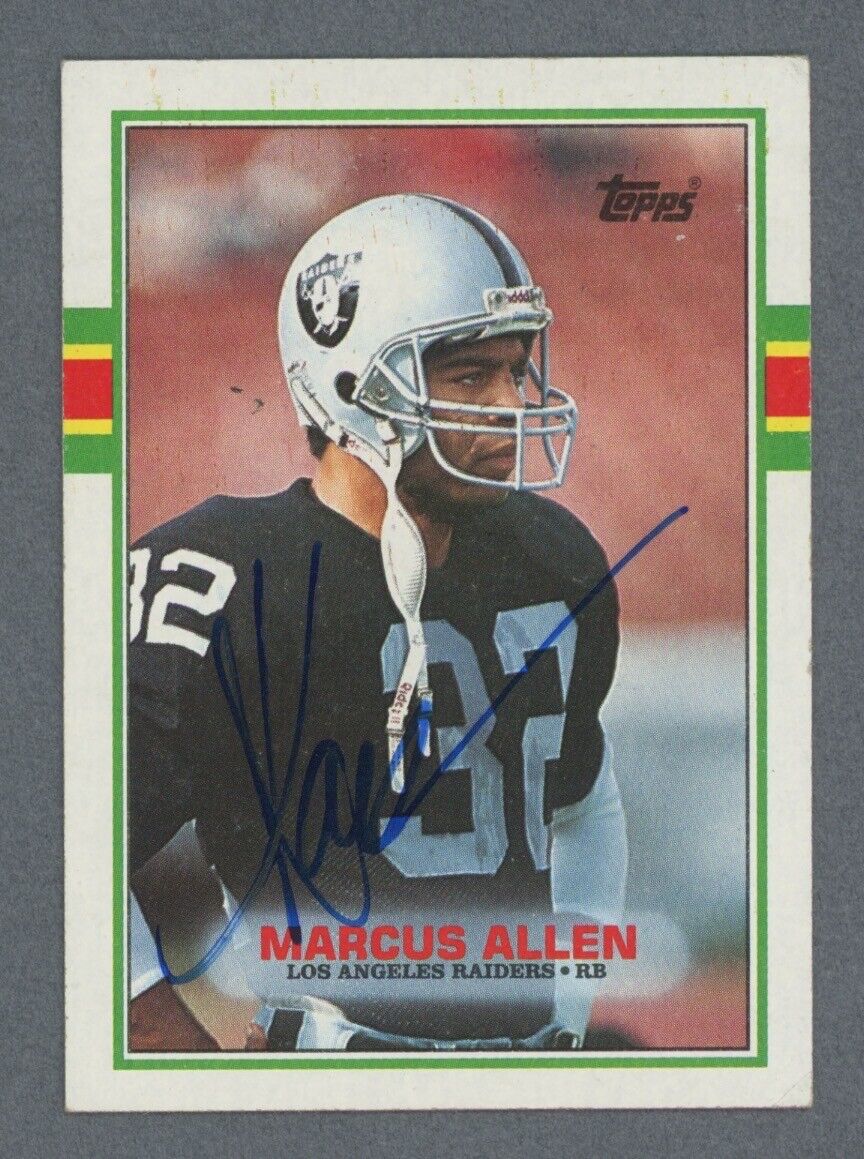 Marcus Allen Raiders Signed 1989 Topps Card #267 Auto with B&E Hologram