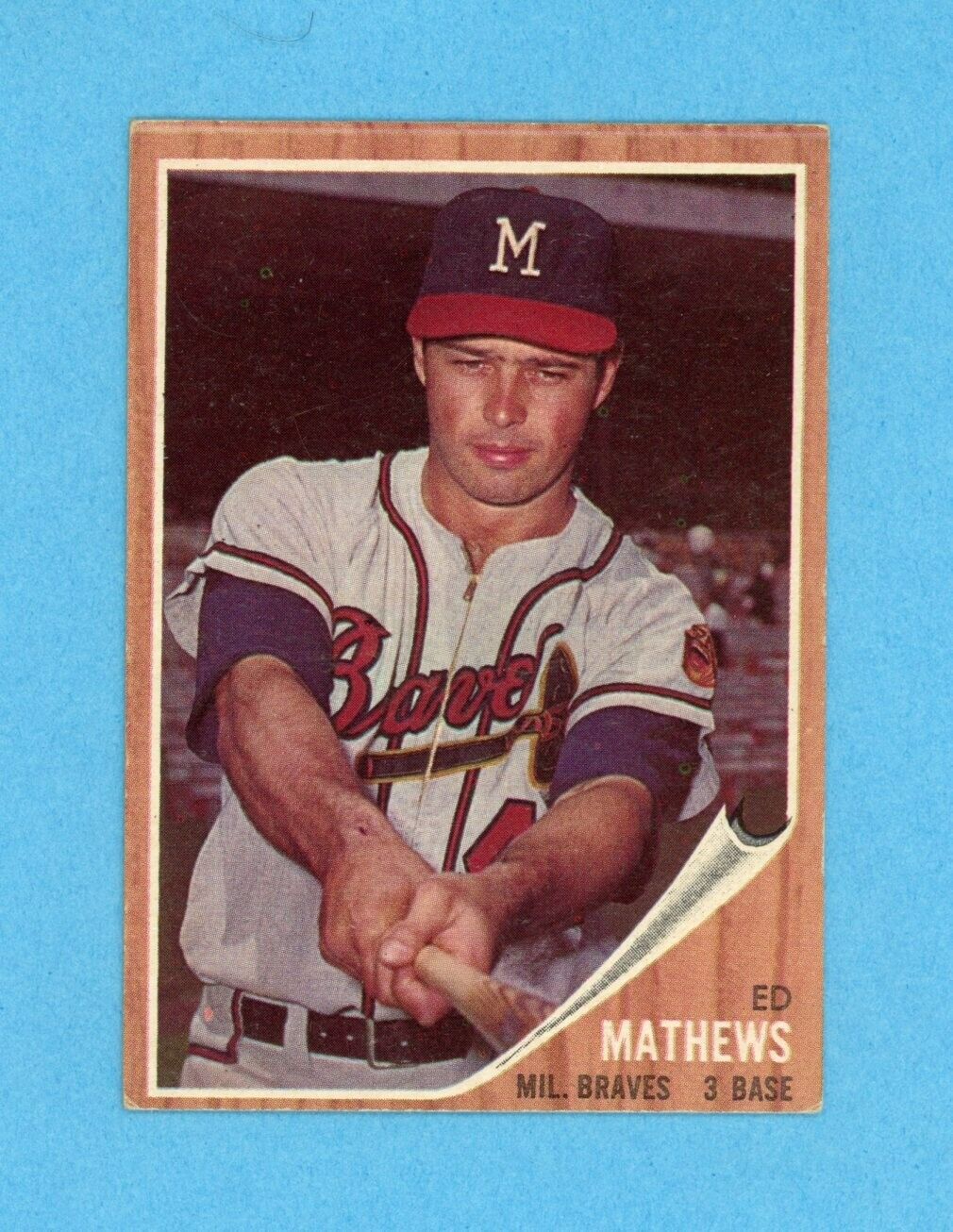 1962 Topps #30 Eddie Mathews Milwaukee Braves Baseball Card EX