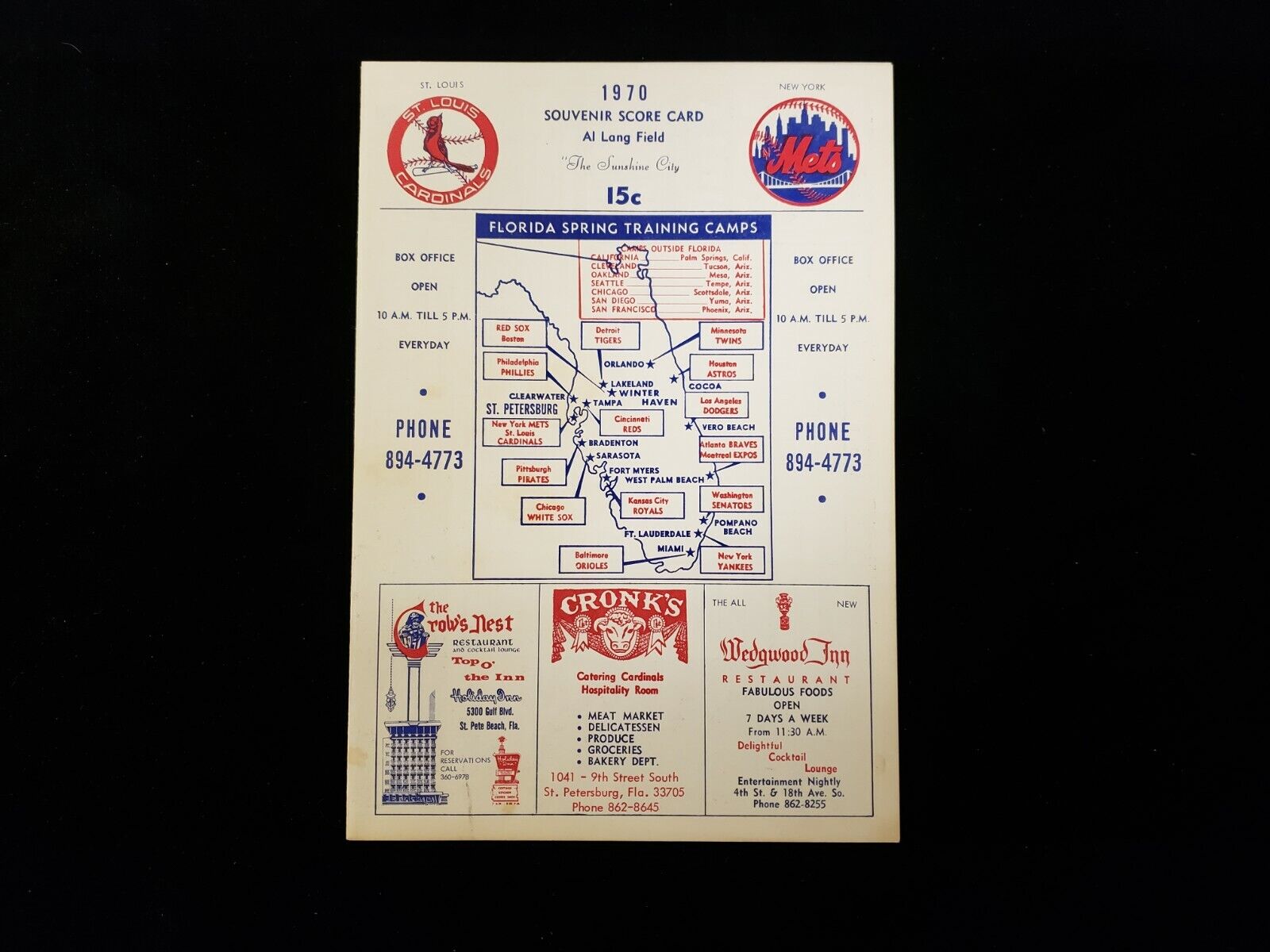 1970 New York Mets @ St. Louis Cardinals MLB Scorecard