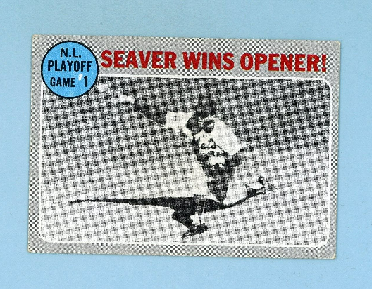 1970 Topps #195 1969 NL Playoff Game 1 Tom Seaver Wins Opener Baseball Card EX