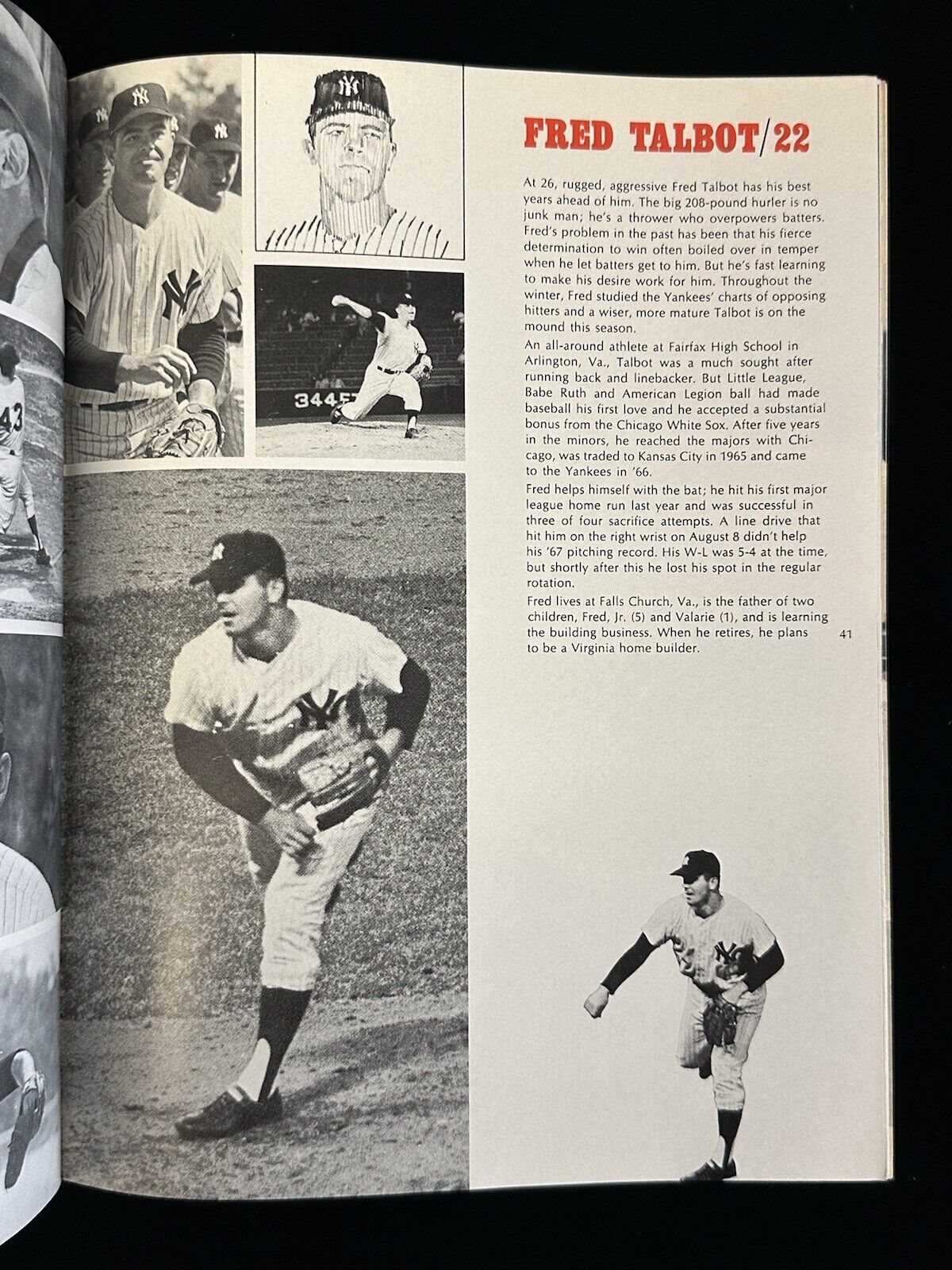 1968 New York Yankees Official Baseball Yearbook Roster of April 4 - EX