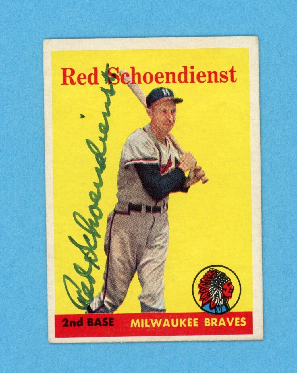 Red Schoendienst Signed 1958 Topps Card #190 Auto w B&E Hologram