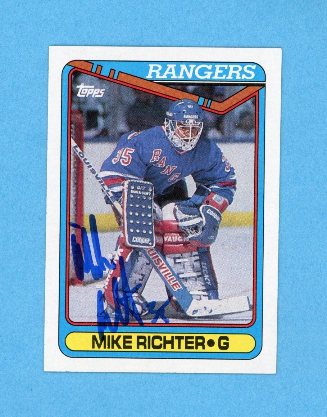 Mike Richter New York Rangers 1990-91 Topps #330 Autographed Rookie Hockey Card