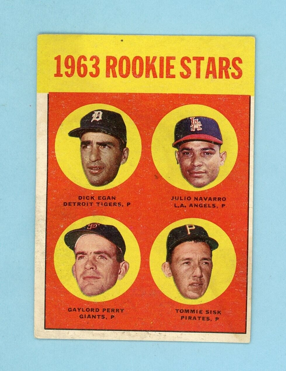 1963 Topps #169 Gaylord Perry & others Rookie Baseball Card EX app sta wrk