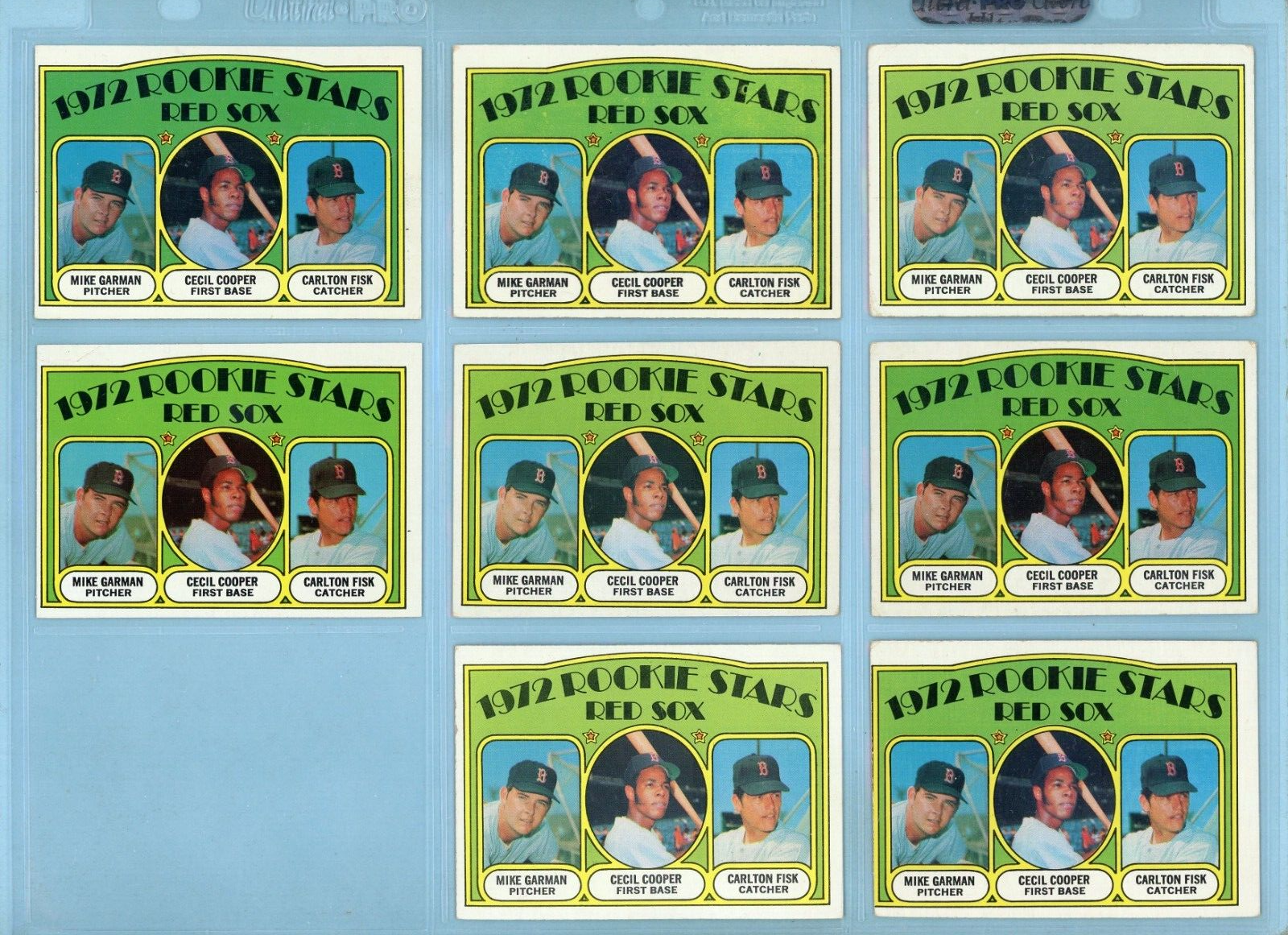 1972 Topps Lot of 8 #79 Carlton Fisk Boston Red Sox Rookie Baseball Cards LG-EX+