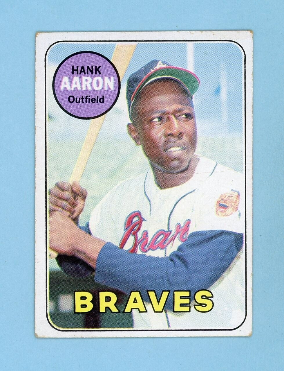 1969 Topps #100 Hank Aaron Atlanta Braves Baseball Card Low Grade