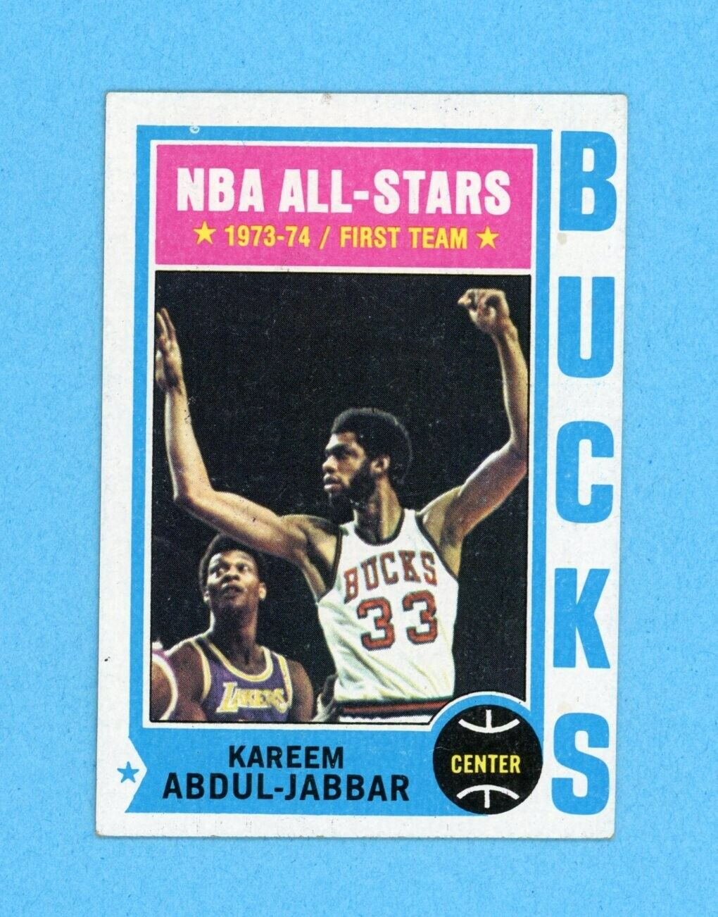 1974-75 Topps #1 Kareem Abdul-Jabbar Los Angeles Lakers Basketball Card E+-EM oc