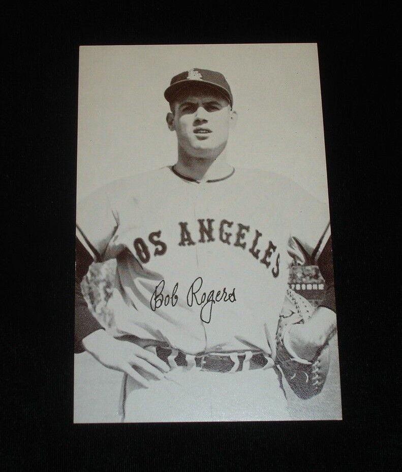 1947-66 Bob Rogers (Rodgers) Los Angeles Angels Baseball Exhibit Card-NM