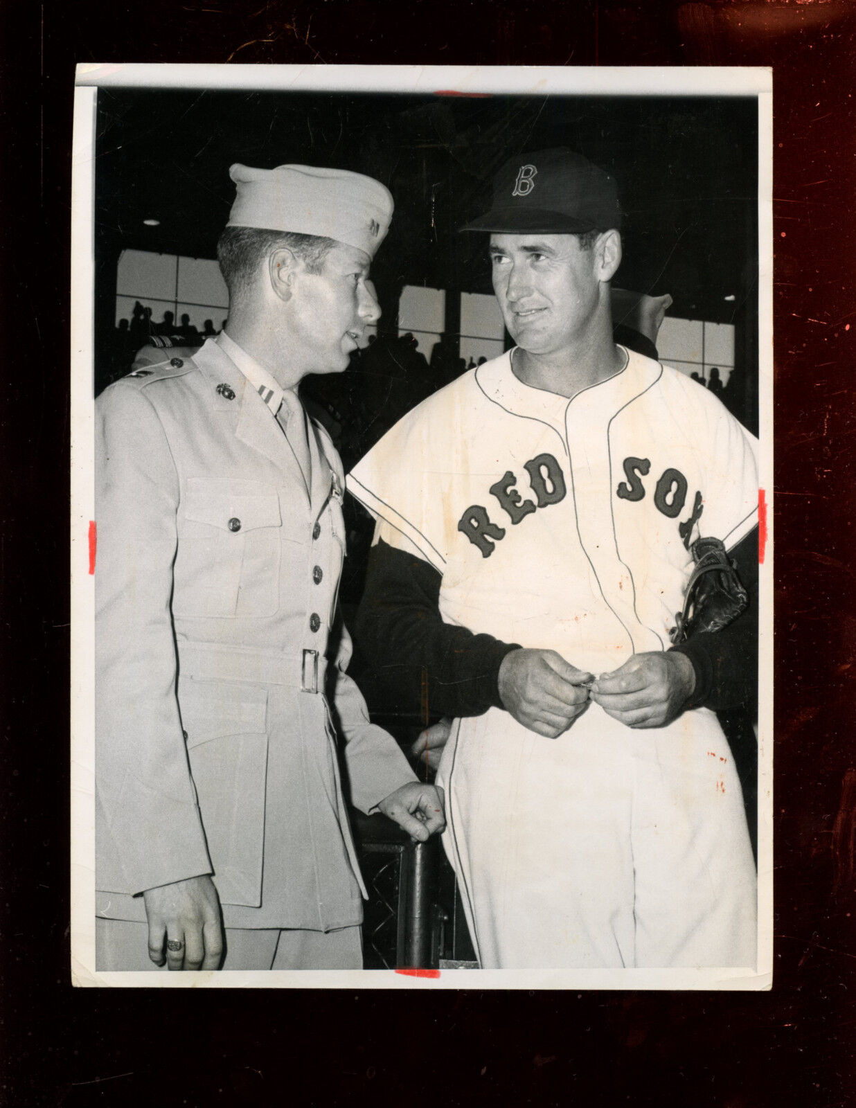 Original Jan 7 1959 Ted Williams With Soldier Wire Photo