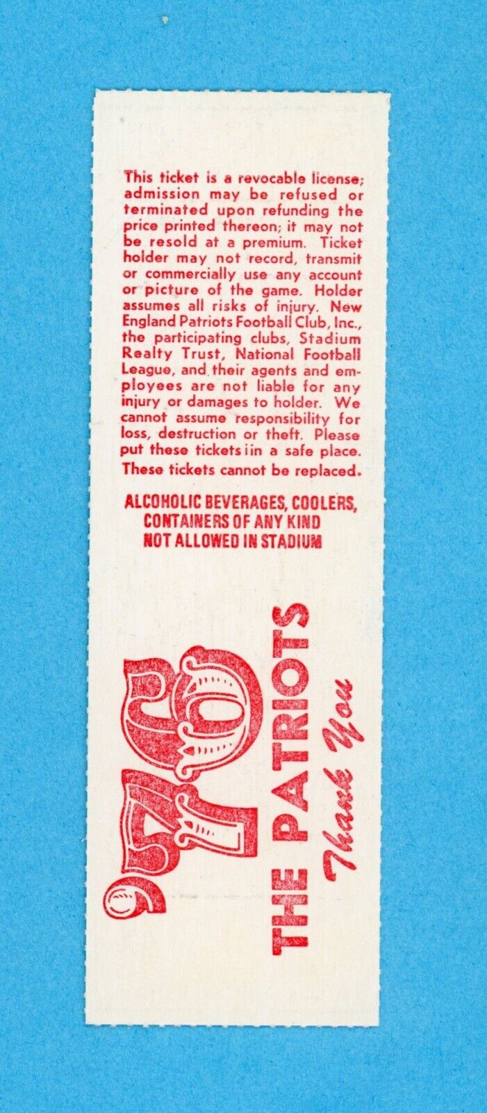 9/5/76 Philadelphia Eagles at New England Patriots  Full Ticket