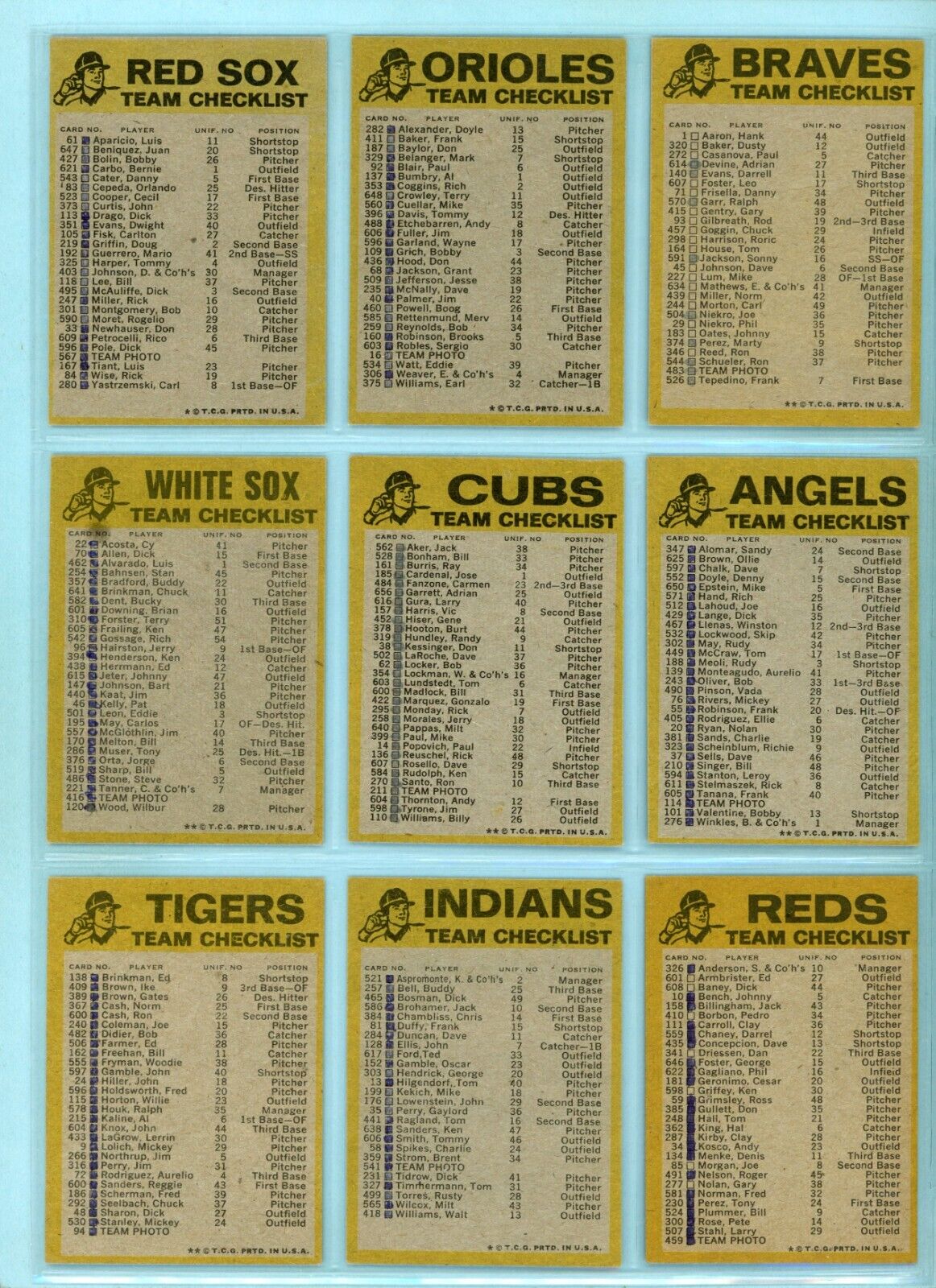 1974 Topps Complete Set of 24 Team Checklist Baseball Cards Ex - Ex/Mt chked bk