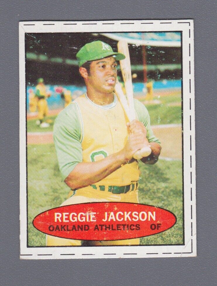 1971 Bazooka Unnumbered Reggie Jackson Oakland A's Baseball Card EX pi bk ln w/c