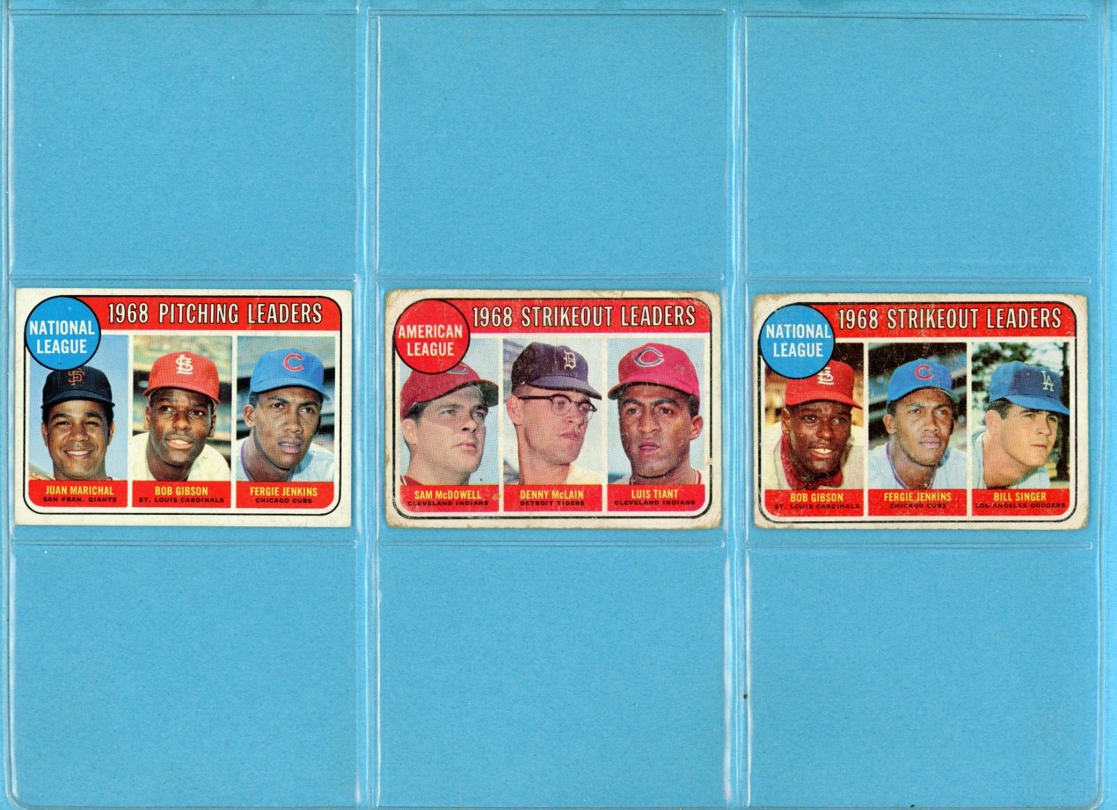 1969 Topps Complete Set of 12 1968 League Leader Baseball Cards Low Grade