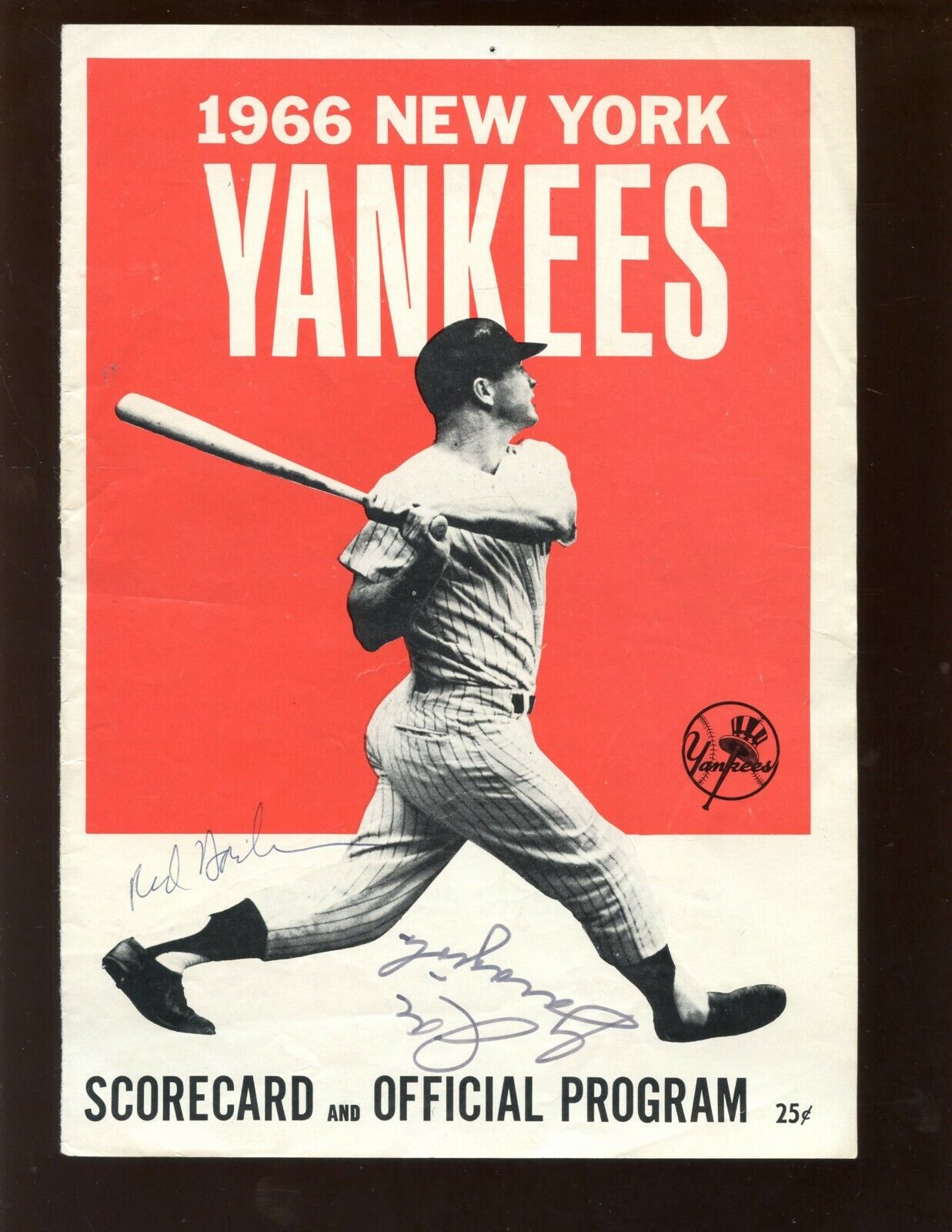 1966 New York Yankees Program Cover Only Red Barber & Joe Garagiola  Autographed