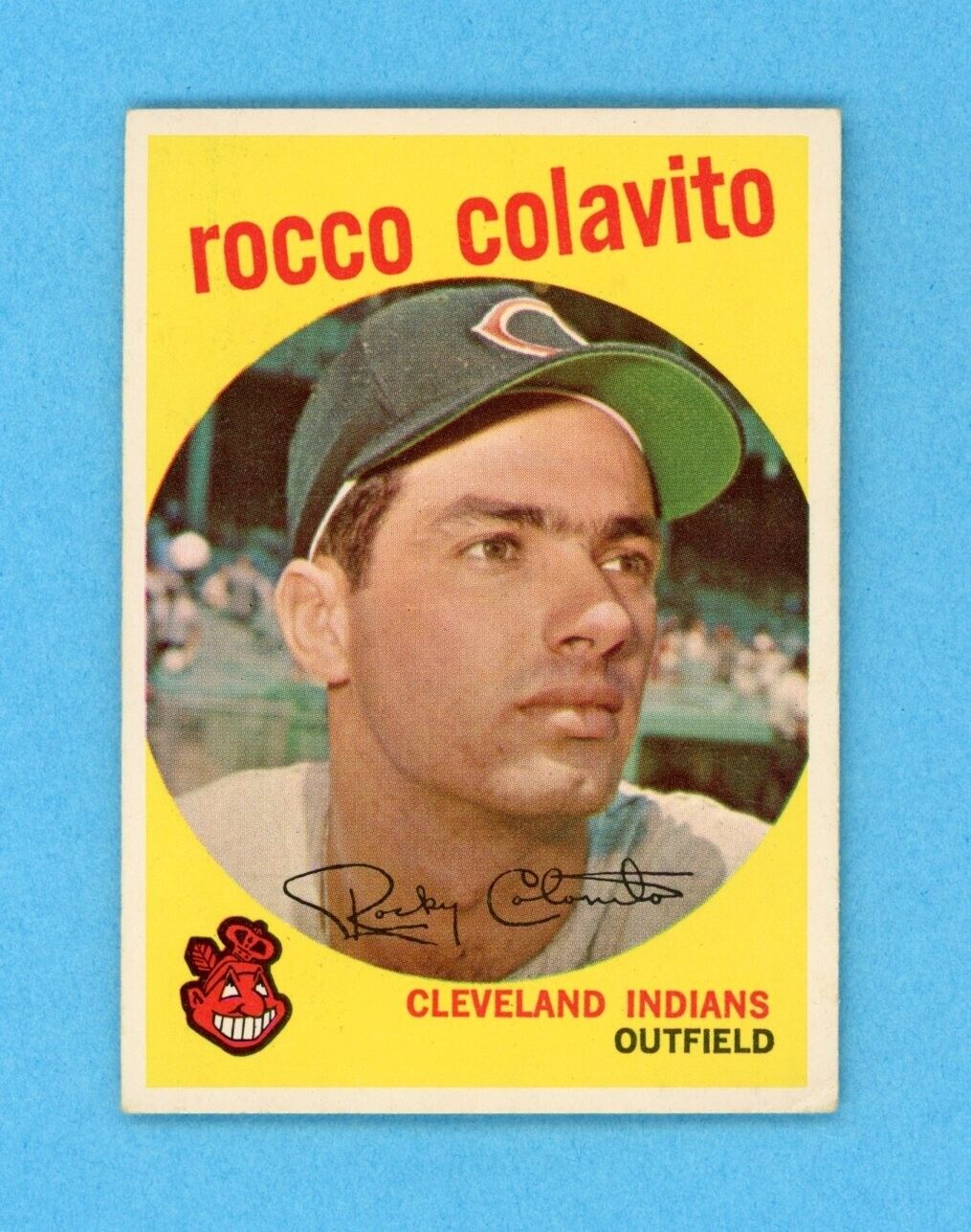 1959 Topps #420 Rocky Colavito Cleveland Indians Baseball Card Ex-Ex+ ty cr brc