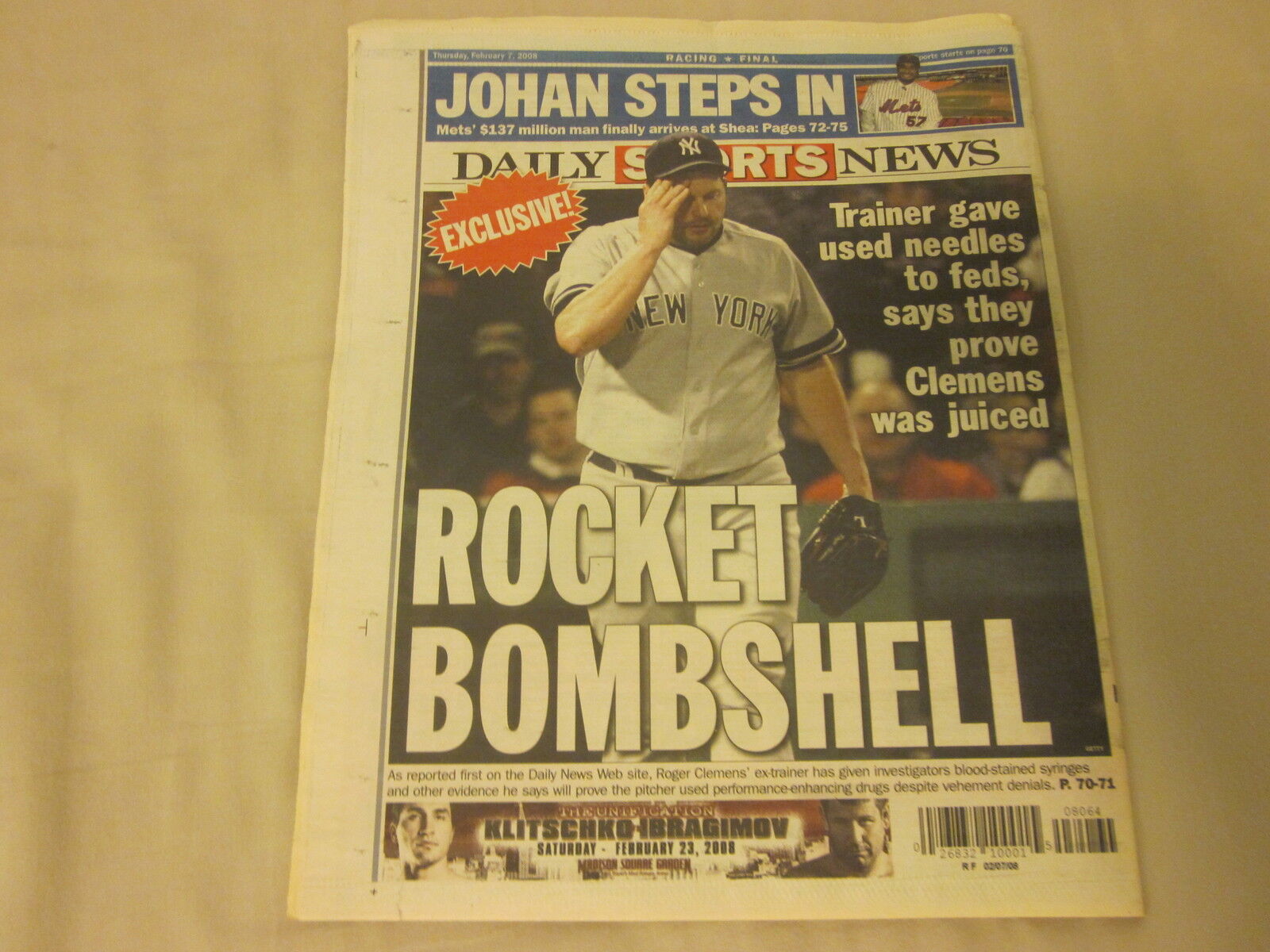 2008 Complete New York Daily News Newspaper New York Giants Celebrate Clemens